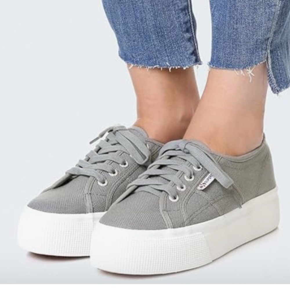 Superga Gray Platform Sneakers - image 1